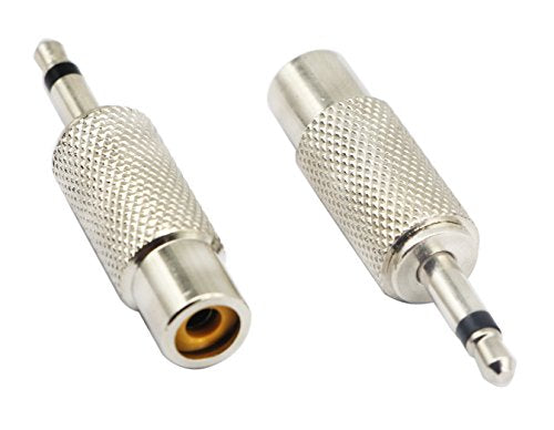 RCA to 3.5MM Audio TS Adapter 3.5mm 1/8" Mono Plug Male to RCA Female Jack Adaptor Connector (Silver)(5 Packs, 2-Pole) - color: 5 Packs, 2-Pole