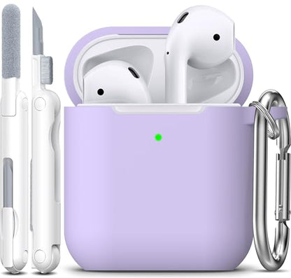 R-fun for AirPods 2nd/1st Case Silicone Cover, Banana Violet | Compatible with Apple AirPods 2nd/1st (2019/2016) Generation with Keychain & Cleaner Kit, Wireless Charging Compatible - color: Banana Violet