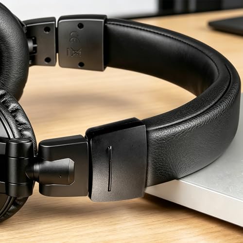 Lukvcoe Headband Replacement Cover for Audio Technica ATH M50, M50X, M50XWH, M50XBT, M50XBT2, M50S/LE Headphones, Cushion Headstrap Pad with Softer Protein Leather, Black - color: Black