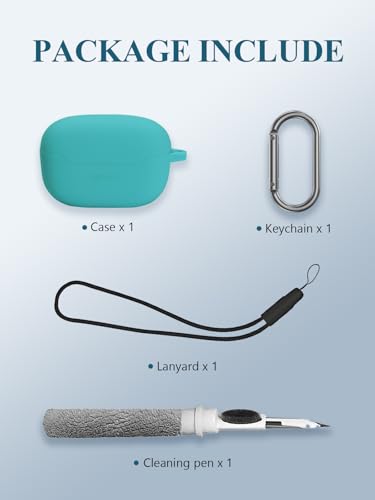 Case for JBL Endurance Race TWS True Wireless Sports Earbuds, WUNIAK Soft Silicone Protective Portable Scratch Shock Resistant Shell with Cleaner Kit & Carabiner & Lanyard ，Mint Green - color: Mint green