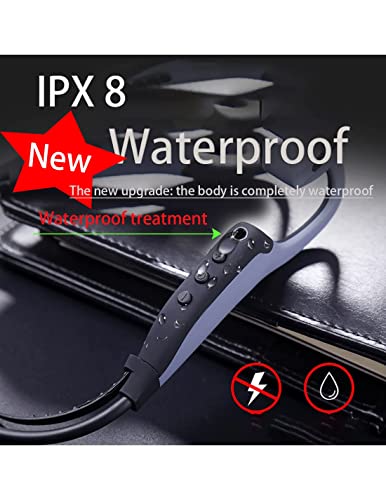 IKXO Bone Conduction Headphones Waterproof Bluetooth for Swimming, MP3 Player Wireless Sport Earphones IPX8 Open-Ear Built-in 8GB Flash Memory for Running, Diving Water, Gym, Spa (Gray) (Style_1)