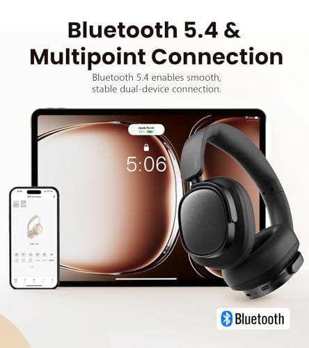 Edifier ES850NB Active Noise Cancelling Over-Ear Headphones, Black | 92H Playtime, Wired & Wireless Hi-Res Audio, Fast Charging, Clear Calls for Home Office Travel - color: Black