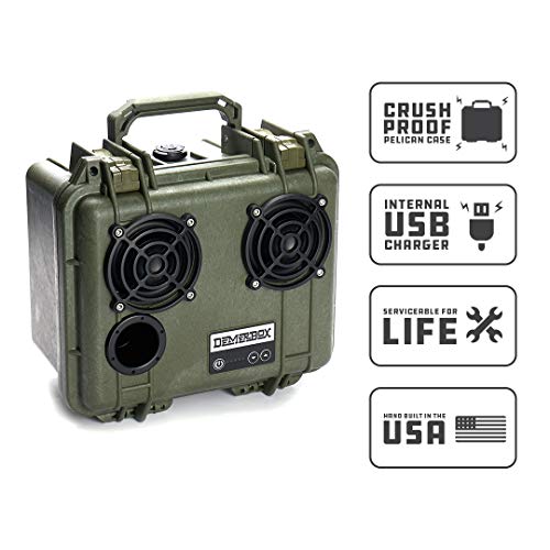 DemerBox: Waterproof, Portable, and Rugged Outdoor Bluetooth Speakers. Loud Sound, Deep Bass, 40+ hr Battery Life, Dry Box + USB Charging, Multi-Pairing Party Mode. Built to Last - color: Pesaro Green