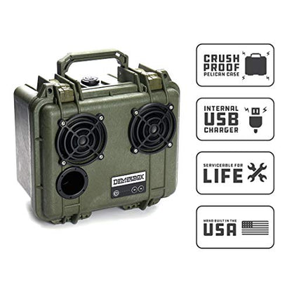 DemerBox: Waterproof, Portable, and Rugged Outdoor Bluetooth Speakers. Loud Sound, Deep Bass, 40+ hr Battery Life, Dry Box + USB Charging, Multi-Pairing Party Mode. Built to Last - color: Pesaro Green