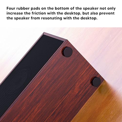 Diyeeni Wooden Computer Speaker, USB Powered PC Speakers, HiFi Stereo Sound Computer Sound Bar for Desktop Laptop, with Volume Knob, 3.5mm AUX Plug & Jack, 1.2m Cable