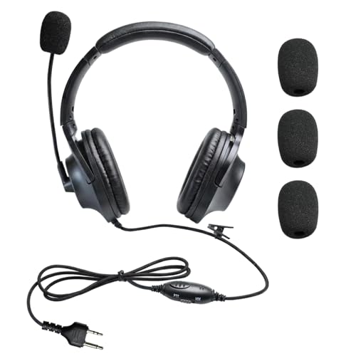 Over Ear 2 Pin Headset Boom Mic Headphone Noise Cancelling Earmuff Radio Earpiece for Midland gxt x-tra Xtra x Talker gmrs GTX 1000 1000g 1050 gxt1000vp4 t51r lxt600pa(Binaural)
