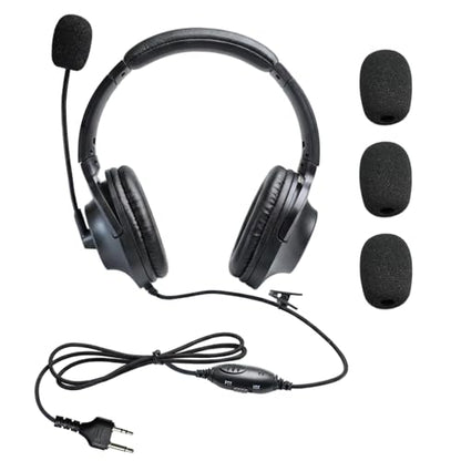 Over Ear 2 Pin Headset Boom Mic Headphone Noise Cancelling Earmuff Radio Earpiece for Midland gxt x-tra Xtra x Talker gmrs GTX 1000 1000g 1050 gxt1000vp4 t51r lxt600pa(Binaural)