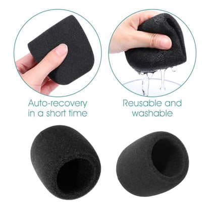 Microphone Cover, 2PCS Foam Mic Covers Black Microphone Windscreen Pop Filter Covers Microphones Accessories for Most Standard Handheld Microphones