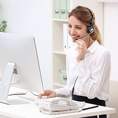 Wantek Cisco Phone Headset with Microphone Noise Cancelling & Mute Switch, RJ9 Telephone Headsets Compatible with Cisco Office Landline Phones 6851 6945 7841 7861 7942 7945 7961 7962 7965 8811 8841 - color: Black
