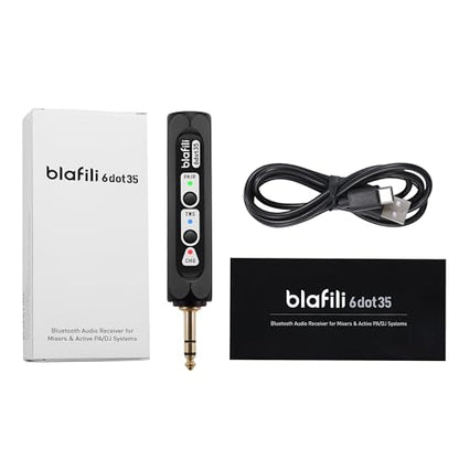 6dot35 Bluetooth Receiver with 1/4" TRS 6.35mm Output for Mixers | For PA/DJ/Amps, aptX HD & Low Latency, AAC/SBC, TWS Stereo Requires 2 Units, 10+ Hour Rechargeable Battery