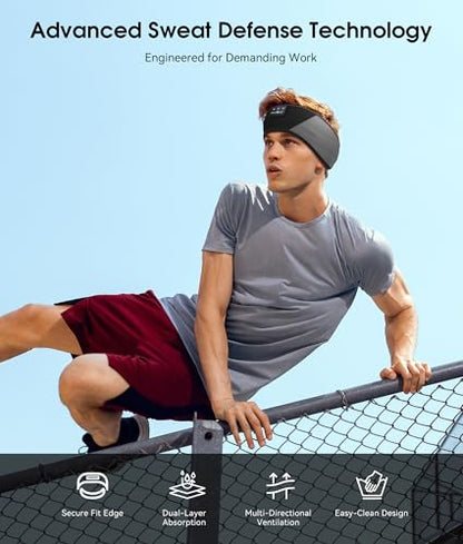 MUSICOZY Bluetooth 5.4 Sleep Headphones Headband Sports Wireless Audio | Earbuds 2 in 1 Design with Breathable Stretch Fabric, HD Stereo Sound Speakers for Workout Yoga Running, Nighttime Sleep Use - color: Gray & Black
