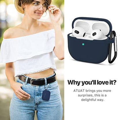 Compatible with AirPods 3 Case, Protective Silicone Cover for AirPods 3rd Generation Case 2021, Wireless Charging - Dark Blue - color: A-Dark Blue