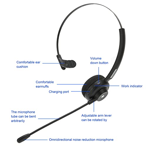 VBESTLIFE Office Bluetooth Headset with Mic, Bluetooth Trucker Headset, Noise Cancelling Trucker Bluetooth Headset, Support Noise Reduction, for Call Center,Home,Smartphones,PC