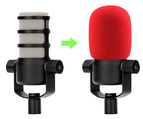 LEFXMOPHY PodMic Pop Filter, for Rode Procaster Podcaster NT1 NT1-A NT2-A NT-USB K2 NT1000 NT2000 Windscreen Replacement Foam Cover Pod Mic Wind Screen, WS2 Red Microphone Muffler