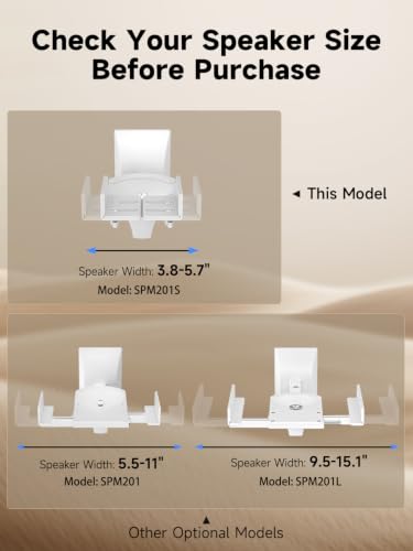 suptek Small Dual Side Clamping Bookshelf Speaker Wall Mounting Bracket for Small Surrounding Sound Speakers, Hold up to 55lbs White SPM201SW - size: Small--white