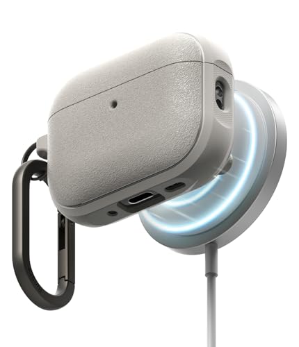 Ringke Onyx Magnetic for AirPods Pro 3 Case [Compatible with MagSafe] Oil & Dirt Resistant Feels Good in The Hand Non-Slip Lightweight Cover with Carabiner - Warm Gray - color: Warm Gray, size: AirPods Pro 3