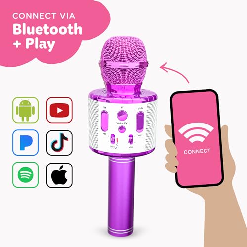 Move2Play, Kids Karaoke Microphone | Includes Pre-Loaded Songs & Bluetooth | Kids Birthday Party Gift | Toy for All Ages 2, 3, 4, 5, 6+ Year Old Girls, Boys & Toddlers - color: Purple