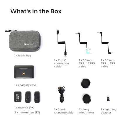 Wireless Lapel Microphone for iPhone/Android/Camera/PC (AWM20T) | Wireless Lavalier Microphone with Noise Cancellation, 656ft Transmission, LCD Display, 20H Battery Life - style: 2TX+1RX+Charging Case
