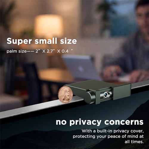 4K Webcam - Digital Condenser Microphone, 1/2.55" Sensor, Autofocus, 10x Zoom, Privacy Cover, Plug and Play, Ultra Compact USB Laptop/Mac/PC Web Cam, Suitable for Desktops/ Zoom/ Streaming(Black)