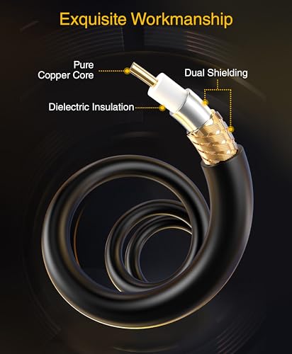 BlueRigger Subwoofer Cable 35FT (Dual Shielded RCA Cables for Subwoofer) Gold Plated, RCA Male to Male – Subwoofer RCA Cable for Amplifier, DAC, Receiver, Home Theater, HDTV, Soundbar - size: 35FT