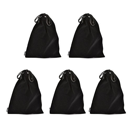 Cosmos 5 Pcs Portable Headphone Carrying Bag Travel Headset Storage Pouch Soft Drawstring Headphone Case Bag for Over-Ear Headphones Gaming Headset Neckband Earphones (Black Color)