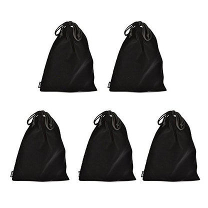 Cosmos 5 Pcs Portable Headphone Carrying Bag Travel Headset Storage Pouch Soft Drawstring Headphone Case Bag for Over-Ear Headphones Gaming Headset Neckband Earphones (Black Color)