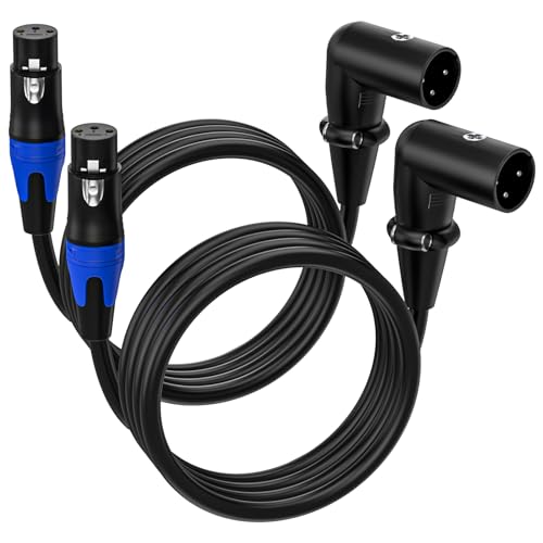 (2Pack / 11.8inch) XLR Right-Angle Male to Straight Female Microphone Extension Cable, for Powered Speakers,Audio Interface or Mixer for Live Performance & Recording - style: XLR Right-Angle Male-11.8inch