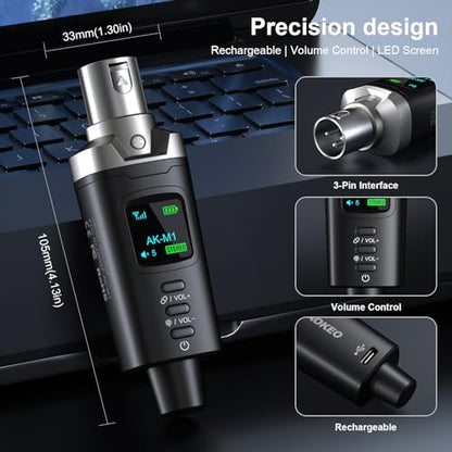 Aokeo AK-M1 XLR Bluetooth Receiver-High-Fidelity Wireless Audio Adapter,100ft Stable Connection,Stereo for Speakers,Mixers,DJ Equipment,Weddings(2 Pack) - color: Receiver x2