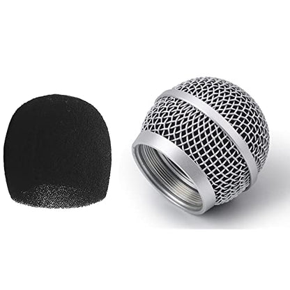 Replacement Ball Head Mesh Microphone Grille for Shure PG48 PG58 PGA48 PGA58 PGX2 BLX288 PG288 PGX24 Microphone - size: Silver Grille