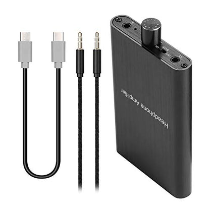 MYPIN Headphone Amplifier with Bass Boost, Support 3.5mm AUX and Type-C 16-600Ω Headphone -3.5mm Stereo Audio Out, GAIN, Bass for Mac, Phones, iPad, MP3, MP4 and Computers,Xbox one,PS4,PS5 Controller