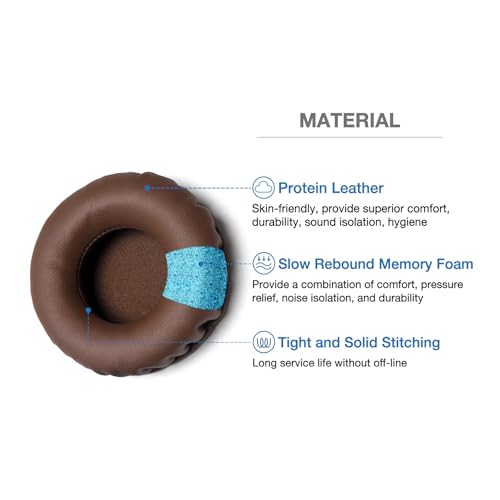 Soft Protein Leather Ear Pads for Pioneer HDJ CUE1 Cue One, HDJ500 DJ Headphone (Brown) - color: Brown
