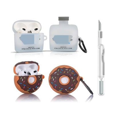 (2Pack+Cleaner Pen) XMBYGY Case for Apple AirPods 3rd Generation Wireless Earbuds with Cleaning Pen Kit, Silicone Cute Charging Case Shockproof Protective Cover and Carabiner for AirPods 3 (FTJ+TTQ) - color: FTJ+TTQ