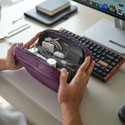 Orbitkey 2-in-1 Tech Accessory Pouch - Plum | Detachable Slim Sleeve | Organizes Cables & Chargers | Water-Resistant Fabric | Travel Ready - color: Plum