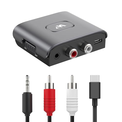 WARRKY Bluetooth Audio Receiver for Home Stereo RCA and 3.5mm Audio Jack, Bluetooth Audio Adapter for Speakers, Work for Sound System, Amplifier, Cars