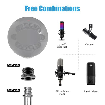Mic Stand Adapter Set, 5/8 to 3/8 & 1/4 Thread Adapter | 8 Pack, 4 Thread Sizes, Aluminum Alloy, Knurled Grip, Precision Threads, Fits Mic Stands, Boom Arms & Tripods