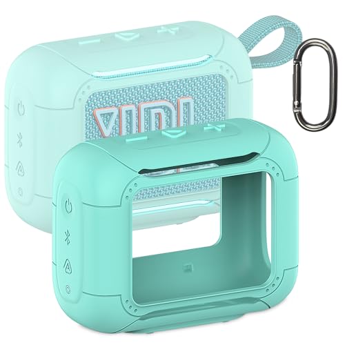 Silicone Cover Case for JBL Go 5 Portable Bluetooth Speaker | Protective Case for Go 5 Speaker, Shockproof Drop-Protection Cover with Carabiner (Teal) - color: Teal