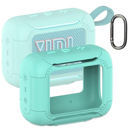 Silicone Cover Case for JBL Go 5 Portable Bluetooth Speaker | Protective Case for Go 5 Speaker, Shockproof Drop-Protection Cover with Carabiner (Teal) - color: Teal