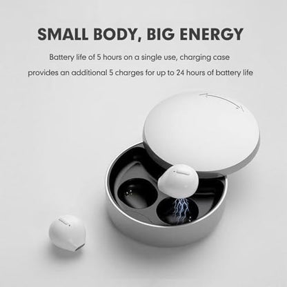 Xmenha Smallest Invisible Earbuds Wireless Ear Buds Bluetooth in Ear Mini Discreet Small Tiny Earpiece Sleep Earbuds Hidden with Charging Case Headphones for Small Ears Work Sleeping Android White - color: White