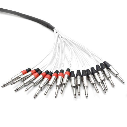 Seismic Audio - SAST-8-16-15 - 8 Channel 1/4" TRS Insert Snake Cable to 16 1/4" TS - 15 Feet - size: 15 Foot - 8 TRS x 16 TS