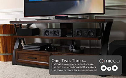 Micca OoO Slim Passive Center Channel Speaker, Home Theater, Each, Walnut | Amplifier Required, Dual 3-Inch Woofers, 0.75-Inch Silk Tweeter, Under 4-Inch Tall, Desktop, Surround Sound, Wall Mountable - size: OoO Single