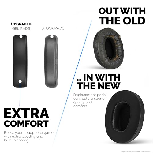 Hybrid Earpads for Skullcandy Crusher Wireless, Hesh 3/ANC/EVO, Venue ANC & More. Cooling Gel Gaming Cushions with Super Soft Fabric & Thick Memory Foam - By Brainwavz