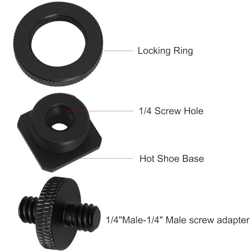 1 Set Hot Cold Shoe Bracket Holder Extension Flash Head Phone Holder 5/8 Male to 1/4 Female Single Tier 1/4 Male Adapter Screw Aluminium Alloy SLR Camera Universal for Lights Travel Tripods
