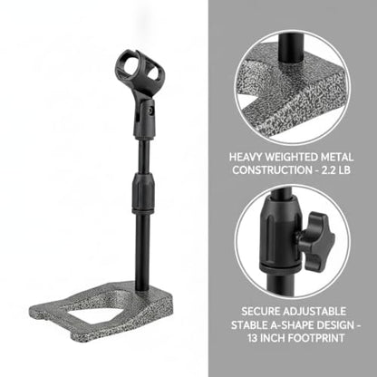 Solid Metal Microphone Stand Base, Weighted A-Shape Desktop Anchor for Streaming and Recording, Stable 13-Inch Footprint