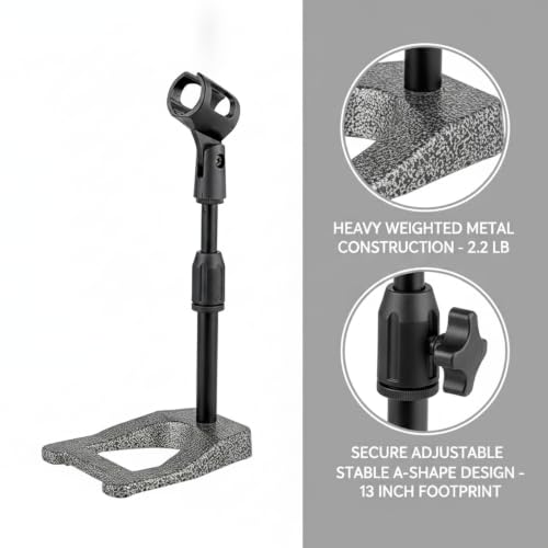 Desktop Microphone Stand Base, Heavy Weighted Metal A-Shape Anchor for Streaming and Recording, Stable 13-Inch Footprint