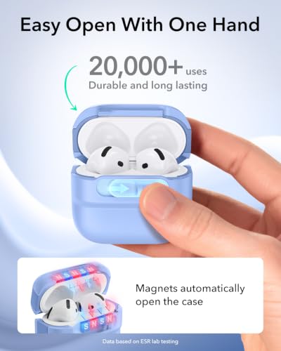ESR for AirPods 4 Case, Compatible with MagSafe, Pulse Series, Light Blue | Compatible with AirPods 4 Generation Case (2024)(USB-C), Magnetic Lid Lock, Drop-Proof Protection Cover with Lanyard - color: Light Blue, size: AirPods 4 Case
