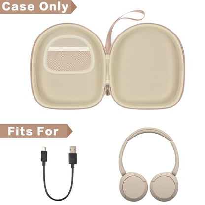 casmilee Hard Shell Headphone Case for Sony WH-CH520 and WH-1000XM4 - color: Beige