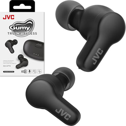 JVC Gumy HAA7T2B True Wireless Earbuds, Black | Bluetooth 5.3, 24-Hour Playback, IPX4 Water Resistant, XS/S/M/L Earpieces, Built-in Mic - color: Black