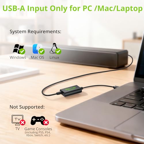 LiNKFOR USB A to Toslink Optical Audio Adapter, 1M/3.3ft Cord, 96kHz SPDIF Digital Converter for Computer, PC, Mac, Laptop Only (Unidirectional USB to Optical, Not for TV or Game Consoles)