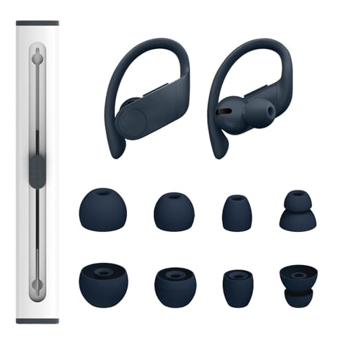 hopopwer Replacement Eartips Silicone Earbuds Buds Set for Powerbeats Pro Beats Wireless Earphone Headphones, Compatible with Beats Flex Beats X (Navy) - color: Navy