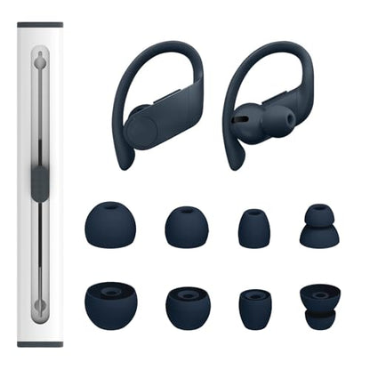hopopwer Replacement Eartips Silicone Earbuds Buds Set for Powerbeats Pro Beats Wireless Earphone Headphones, Compatible with Beats Flex Beats X (Navy) - color: Navy